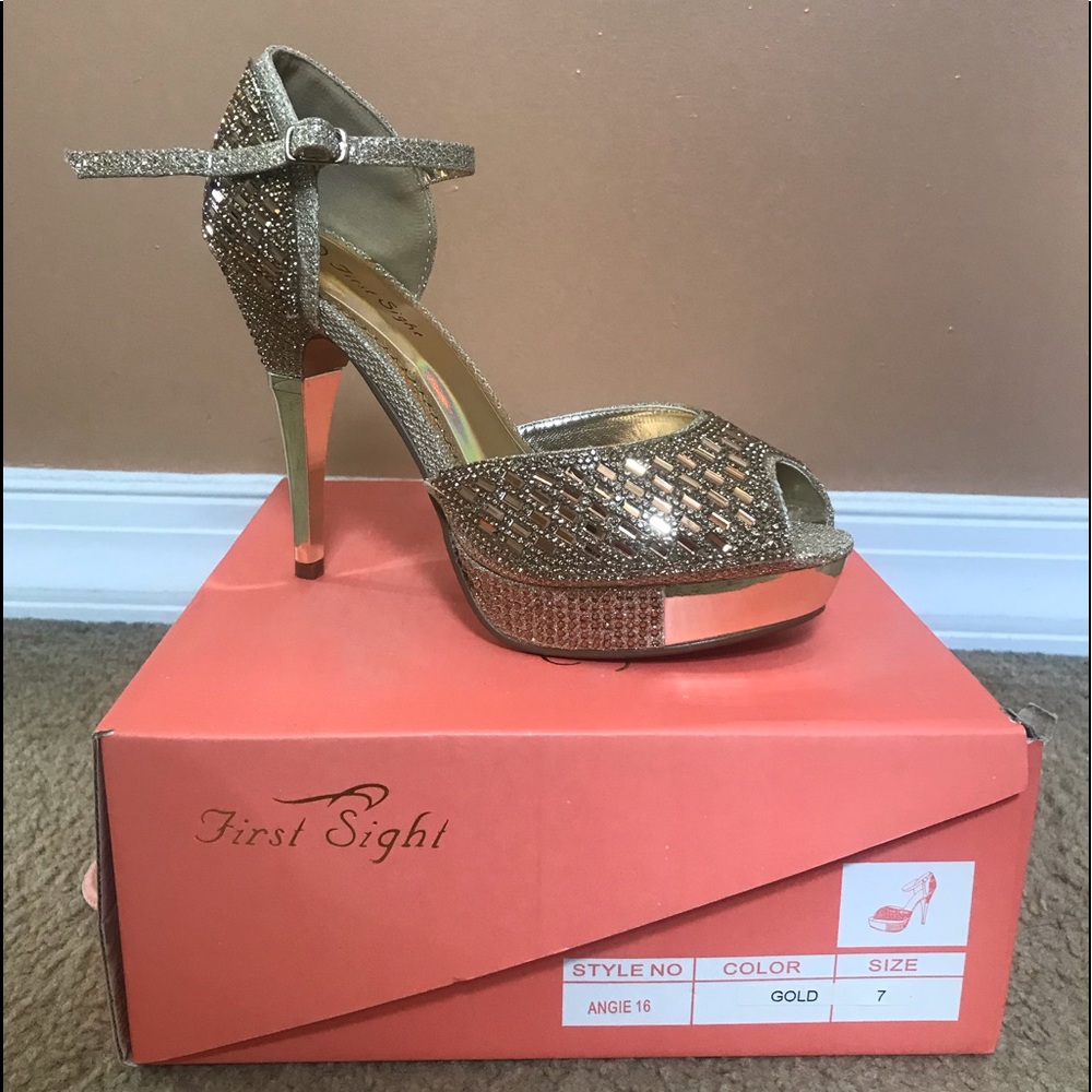 Gold Rhinestone Heels - Picture 3 of 3